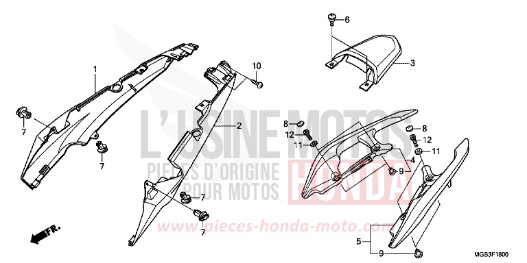 MOULURE DE SIEGE de NC700X Boîte Méca PEARL SUNBEAM WHITE (NHA66) 2012
